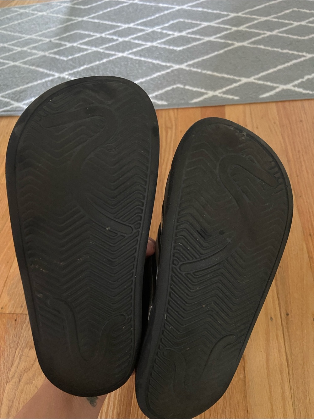 adidas Black Clog Sandals with Silver Stripes - Picture 3 of 7